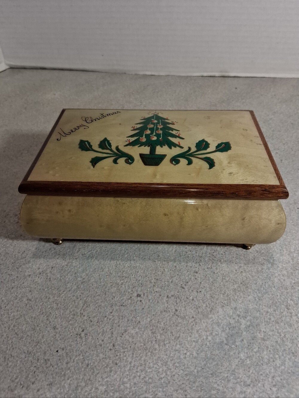 Vintage Sorrento Intarsio Inlaid Wood Christmas Music Box